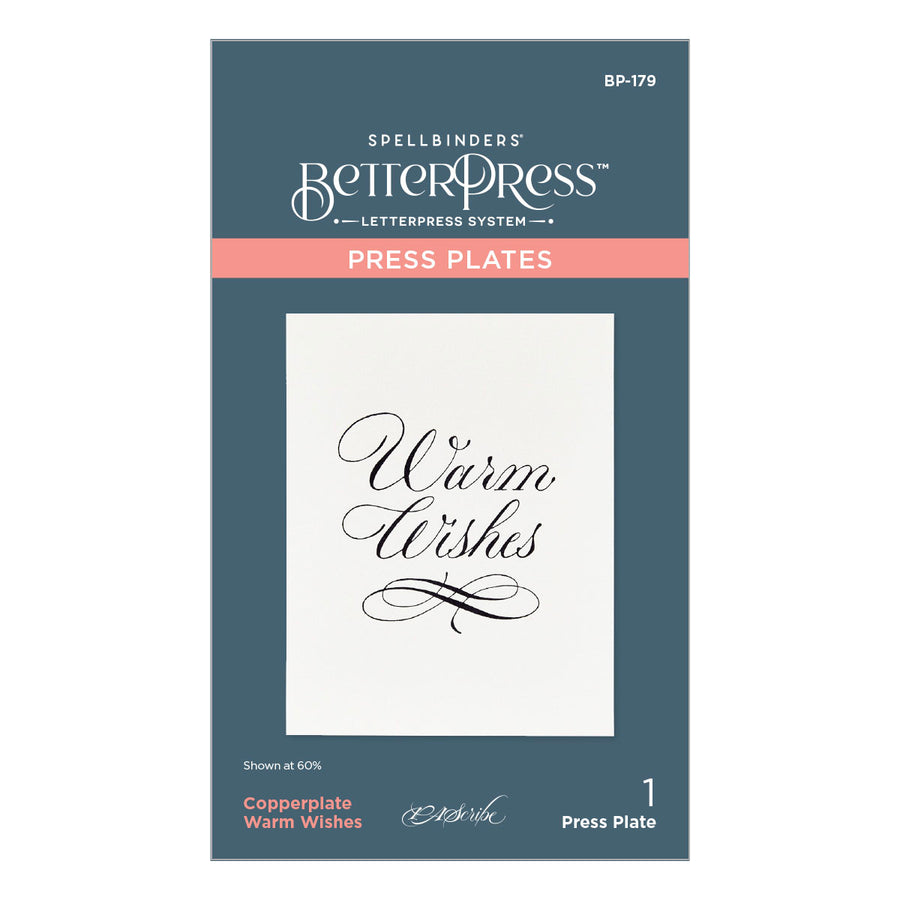 Spellbinders - Copperplate Warm Wishes Press Plate from the Copperplate Holiday Sentiments Collection by Paul Antonio