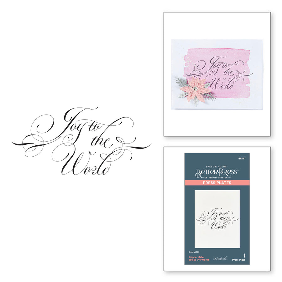 Spellbinders - Copperplate Joy to the World Press Plate from the Copperplate Holiday Sentiments Collection by Paul Antonio