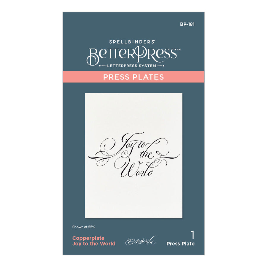 Spellbinders - Copperplate Joy to the World Press Plate from the Copperplate Holiday Sentiments Collection by Paul Antonio