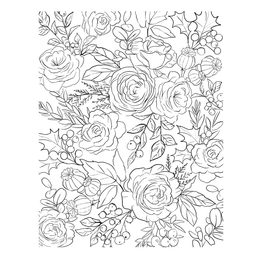 Spellbinders - Winter Rose Background BetterPress and Stencil Bundle from the Handmade Holidays Collection