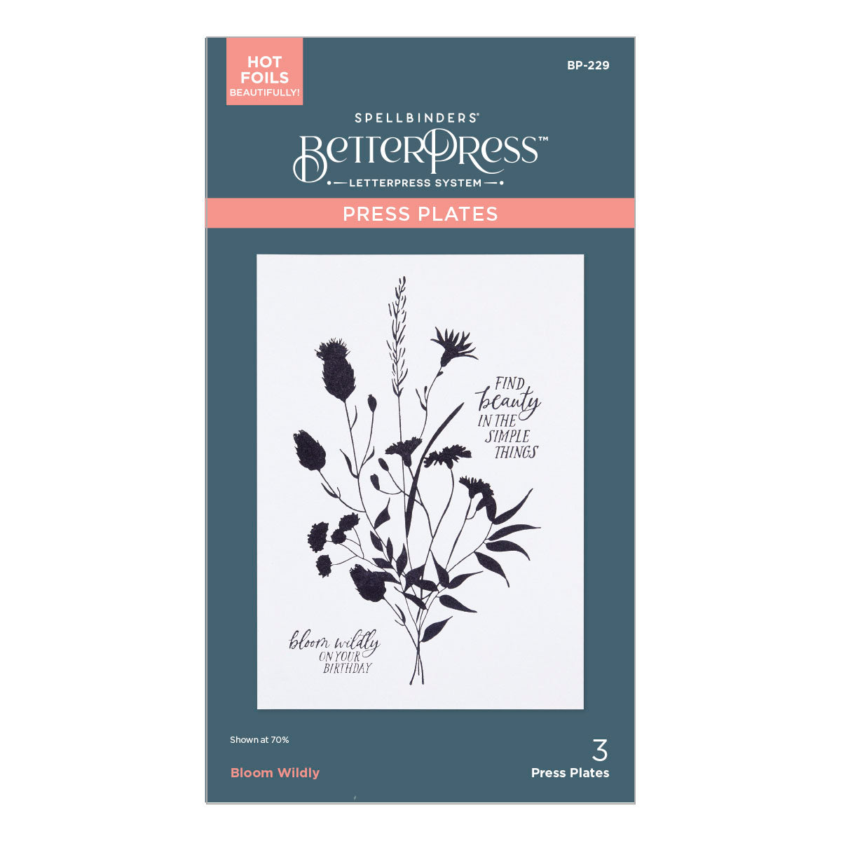 Spellbinders - Bloom Wildly BetterPress Plate from the Field Notes Collection