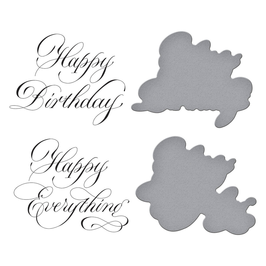 Spellbinders - Copperplate Happy Birthday and Everything BetterPress Plate & Die Set from the Copperplate Happy Everything Sentiments Collection by Paul Antonio