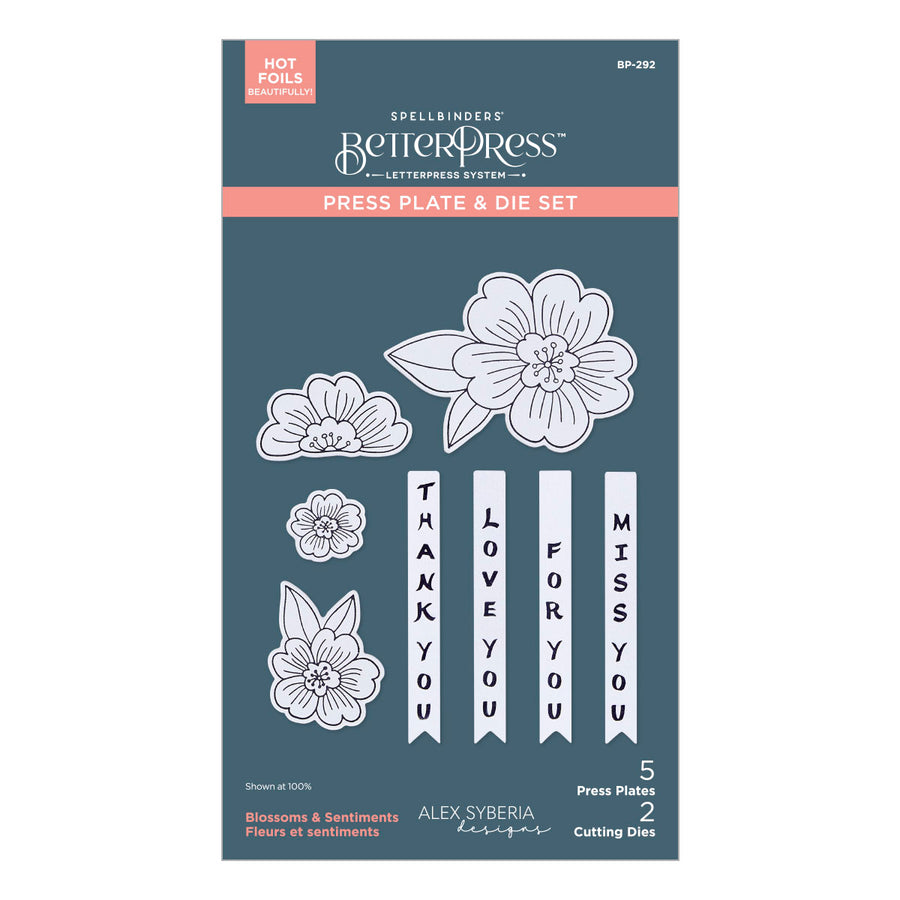 Spellbinders - Blossoms & Sentiments BetterPress Plate & Die Set from the Spring in Kyoto Collection by Alex Syberia Designs