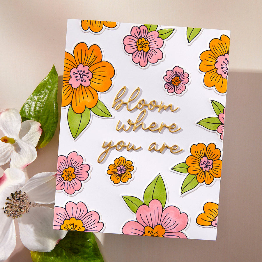 Spellbinders - Blossoms & Sentiments BetterPress Plate & Die Set from the Spring in Kyoto Collection by Alex Syberia Designs