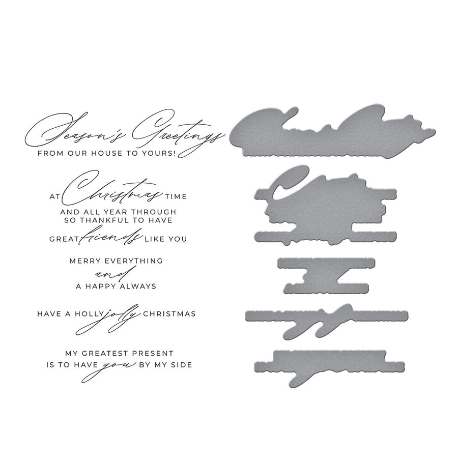 Spellbinders - Christmas Cheer Sentiments BetterPress Plate & Die Set from the City Holiday Collection by Yana Smakula