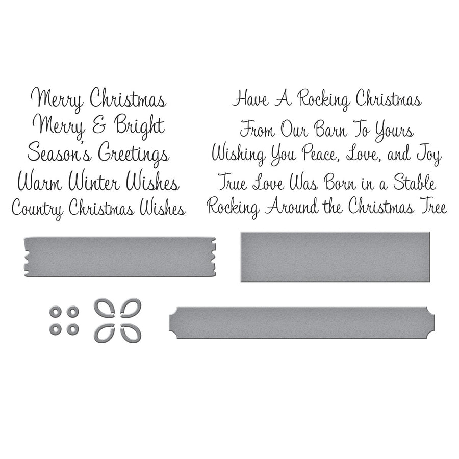 Spellbinders - Country Christmas Banner & Sentiments Press Plate & Die Set from the Country Christmas Collection by Annie Williams