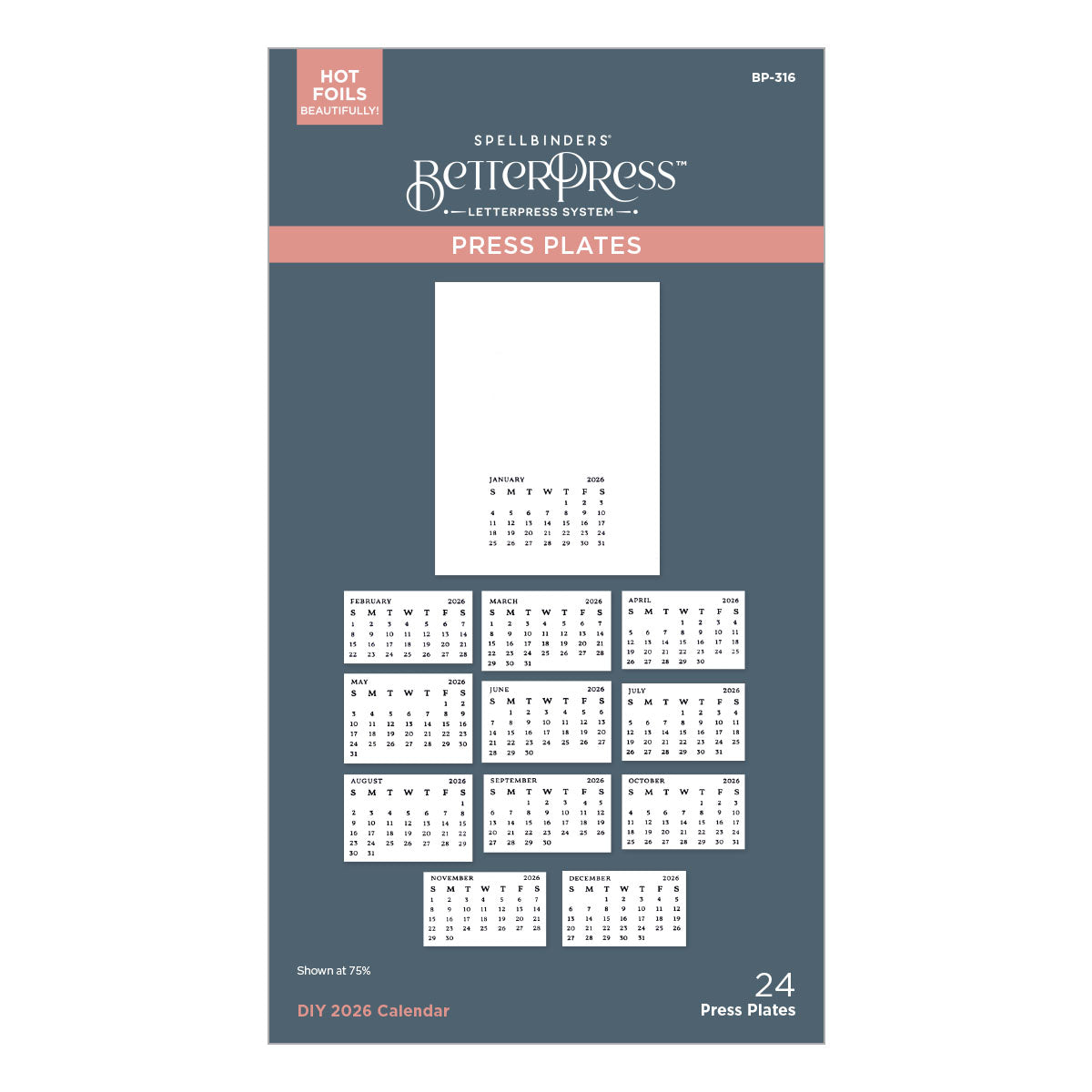 Spellbinders - DIY 2026 Calendar BetterPress Plate from the Wonderland Collection