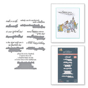 Spellbinders - A Very Happy Birthday Sentiments Press Plate & Die Set from the Say Cheese Classic Mouse Collection