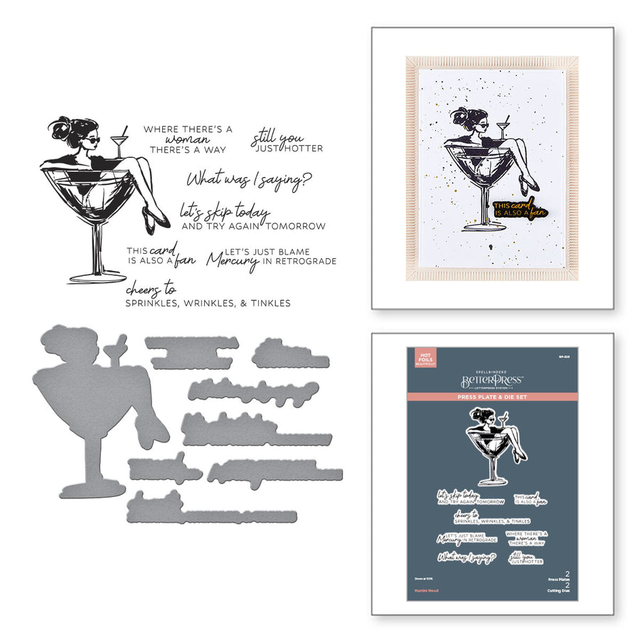 Spellbinders - Martini Mood BetterPress Plate & Die Set from the Happier Hour Collection