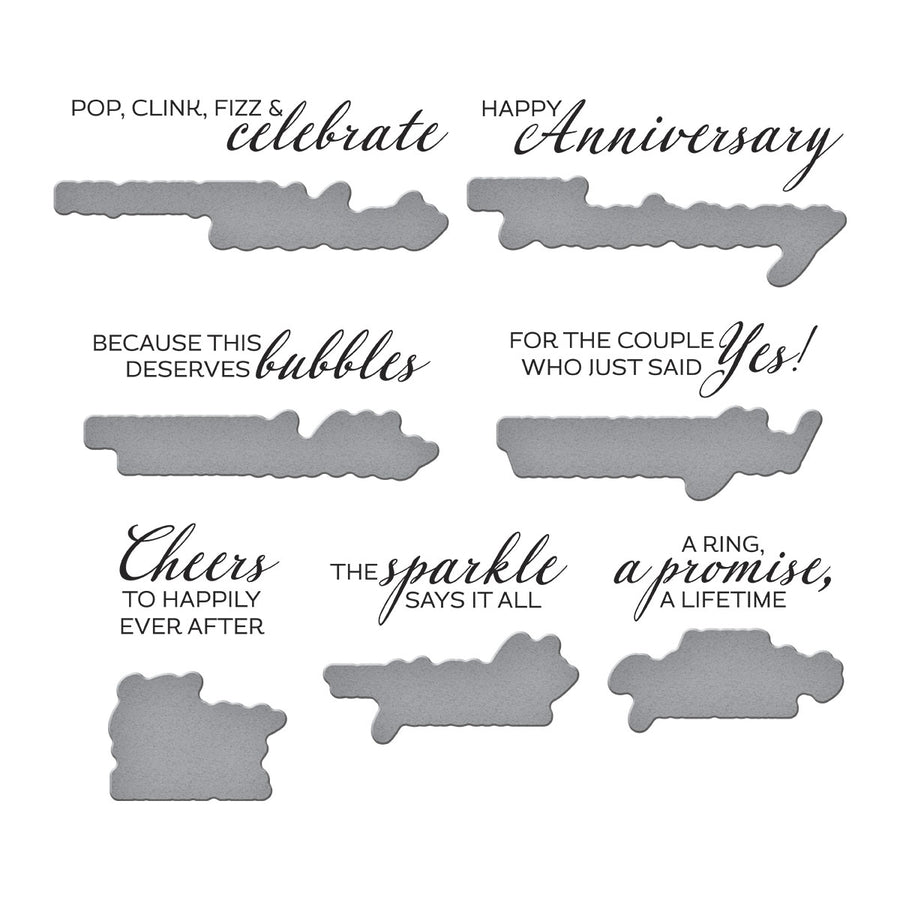 Spellbinders - A Special Toast Sentiments BetterPress Plate & Die Set from the Happier Hour Collection