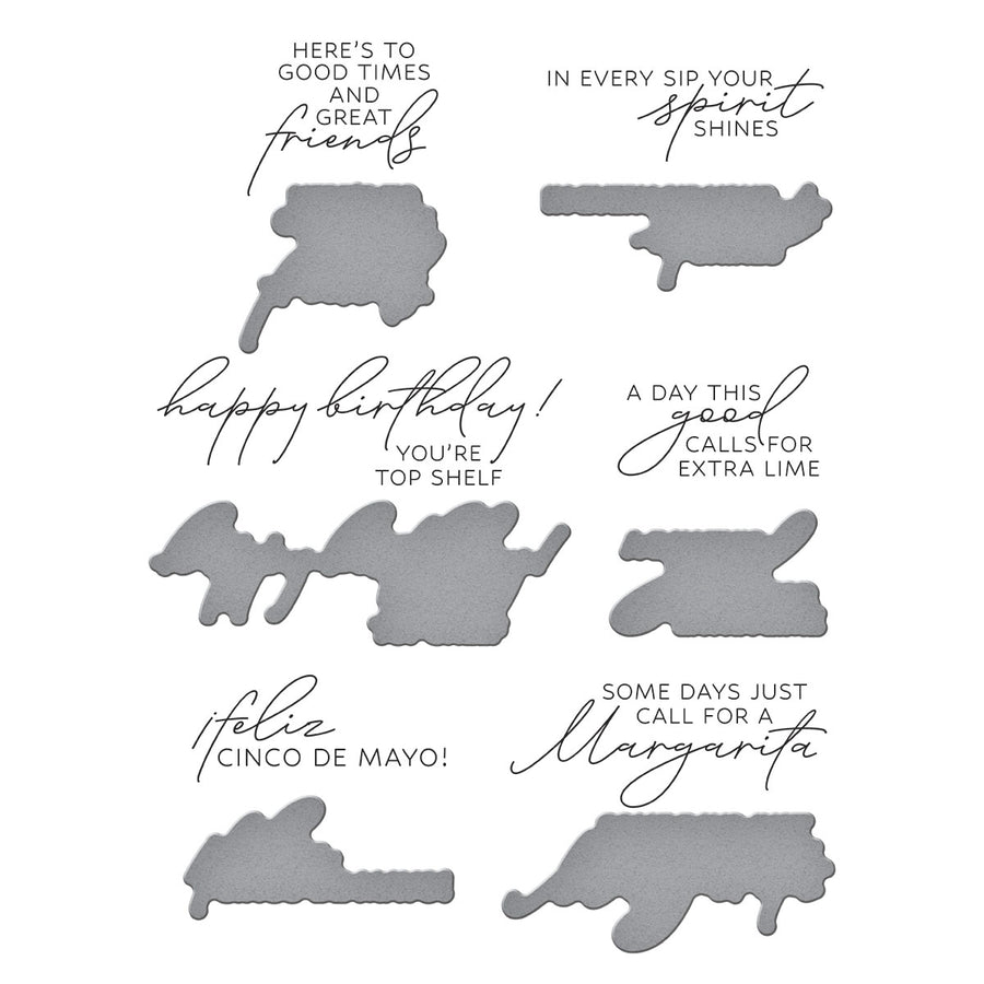 Spellbinders - Sip Sip Ole Sentiments BetterPress Plate & Die Set from the Happier Hour Collection