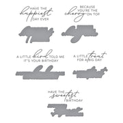 Spellbinders - Fountain Wishes Sentiments BetterPress Plate & Die Set from the Happier Hour Collection