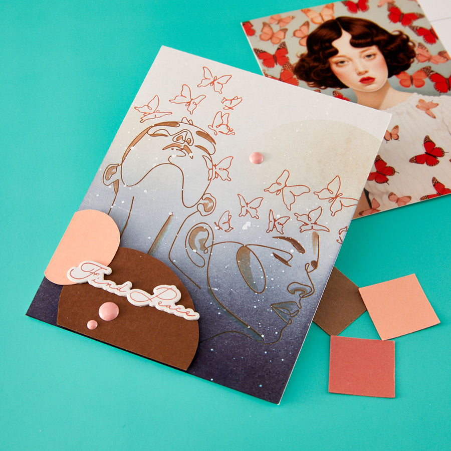 Spellbinders - All My Senses Faces Press + Foil Plates and Stencil Bundle by Jaycee Gaspar