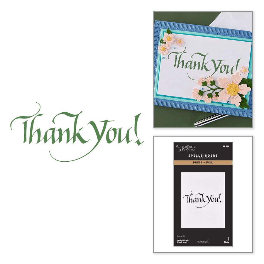 Spellbinders - Upright Italic Thank You! Press + Foil Plate by Paul Antonio