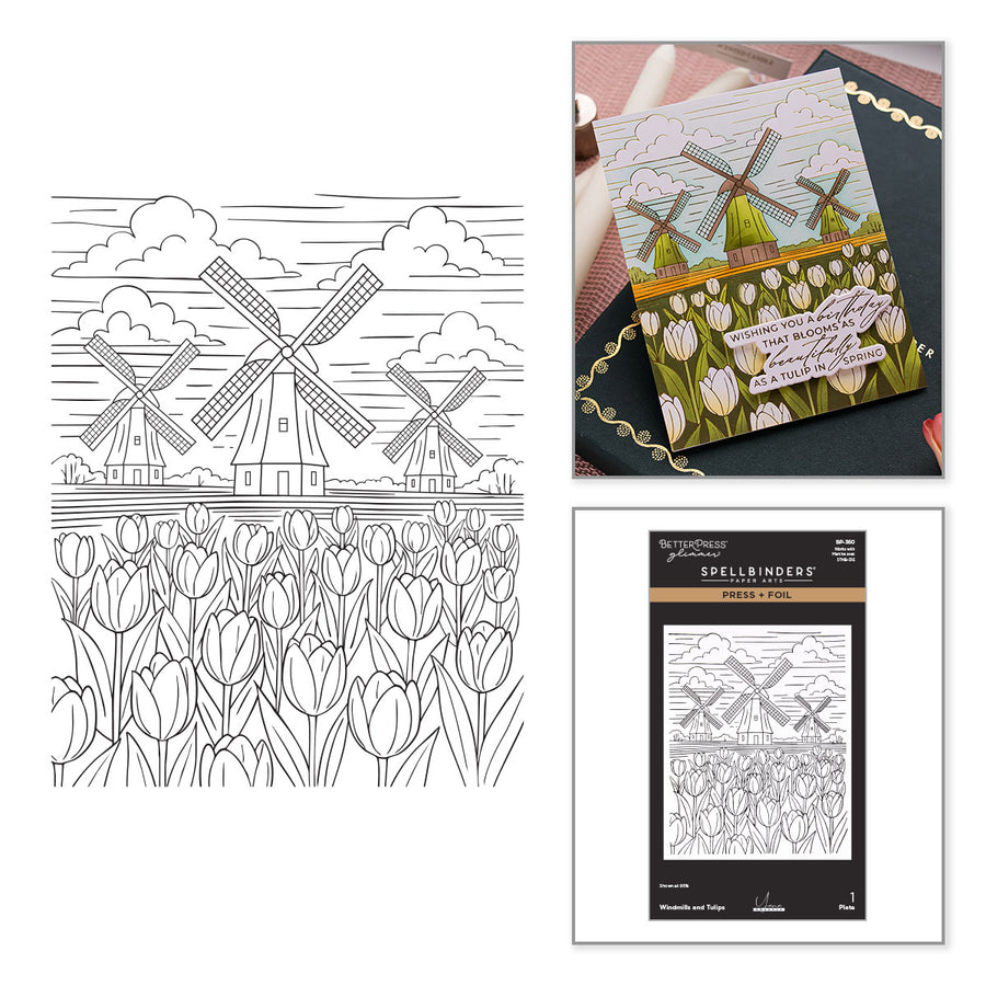 Spellbinders - Windmills and Tulips Press + Foil Plate by Yana Smakula