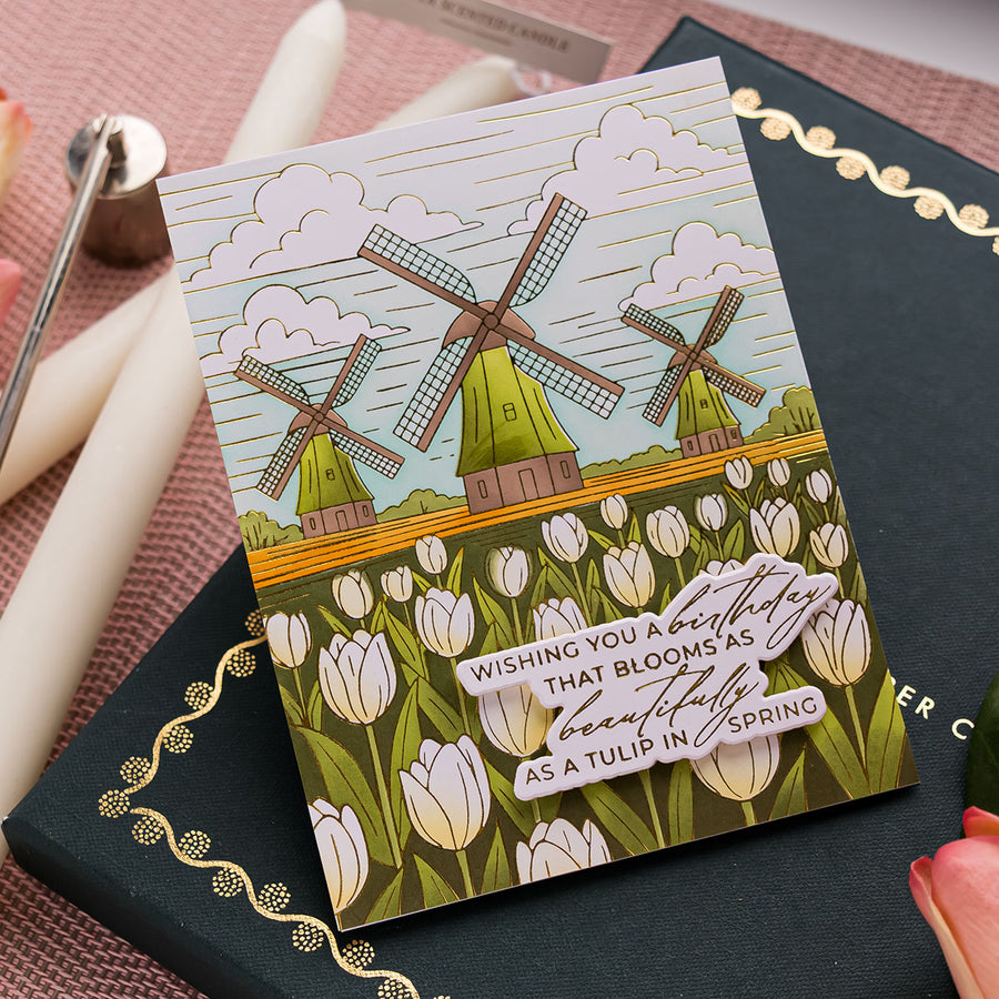 Spellbinders - Windmills and Tulips Press + Foil Plate by Yana Smakula