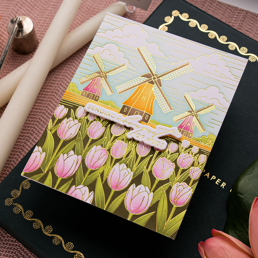 Spellbinders - Windmills and Tulips Press + Foil Plate by Yana Smakula