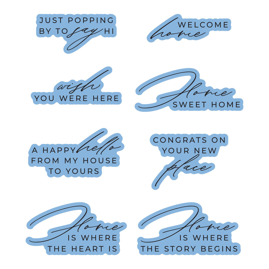 Spellbinders - Welcome Home Sentiments Press + Foil Plate & Die Set by Yana Smakula