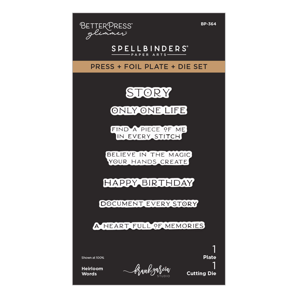 Spellbinders - Heirloom Words Press + Foil Plate & Die Set by Frank Garcia
