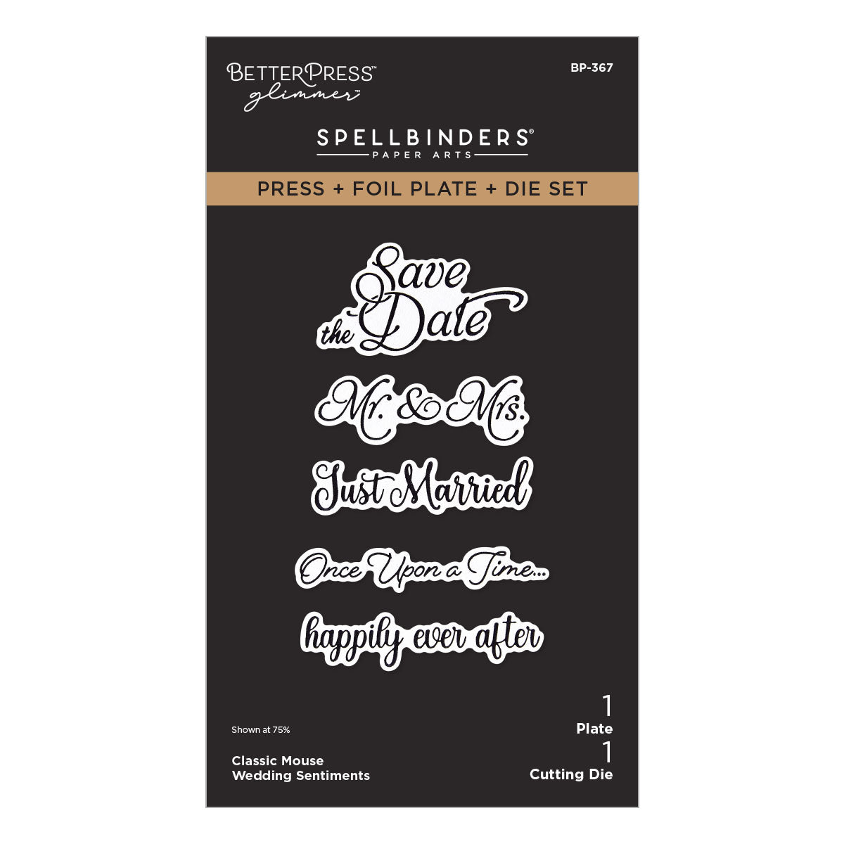 Spellbinders - Classic Mouse Wedding Sentiments Press + Foil Plate & Die Set
