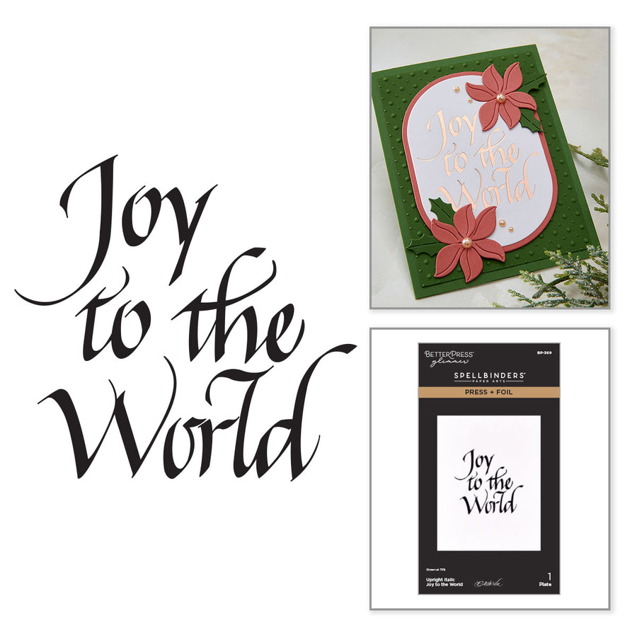 Spellbinders - Upright Italic Joy to the World Press + Foil Plate by Paul Antonio