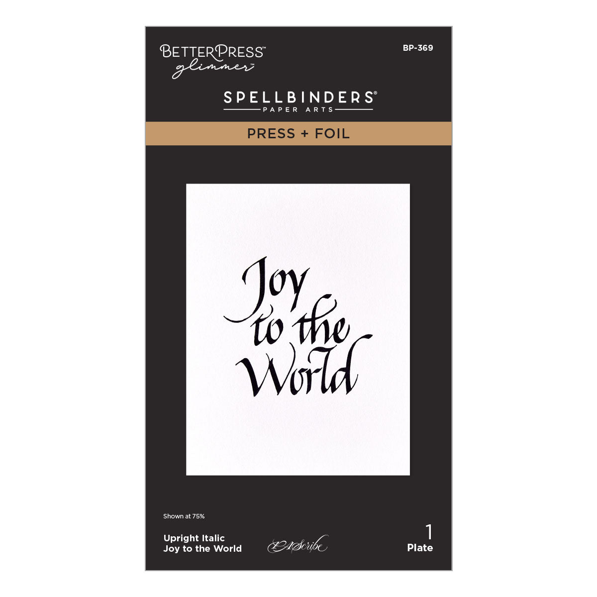 Spellbinders - Upright Italic Joy to the World Press + Foil Plate by Paul Antonio