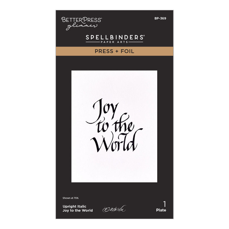 Spellbinders - Upright Italic Joy to the World Press + Foil Plate by Paul Antonio