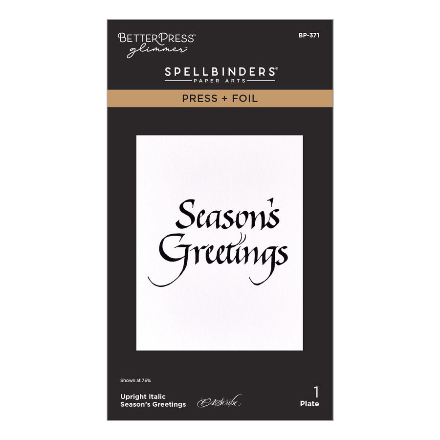 Spellbinders - Upright Italic Season's Greetings Press + Foil Plate by Paul Antonio