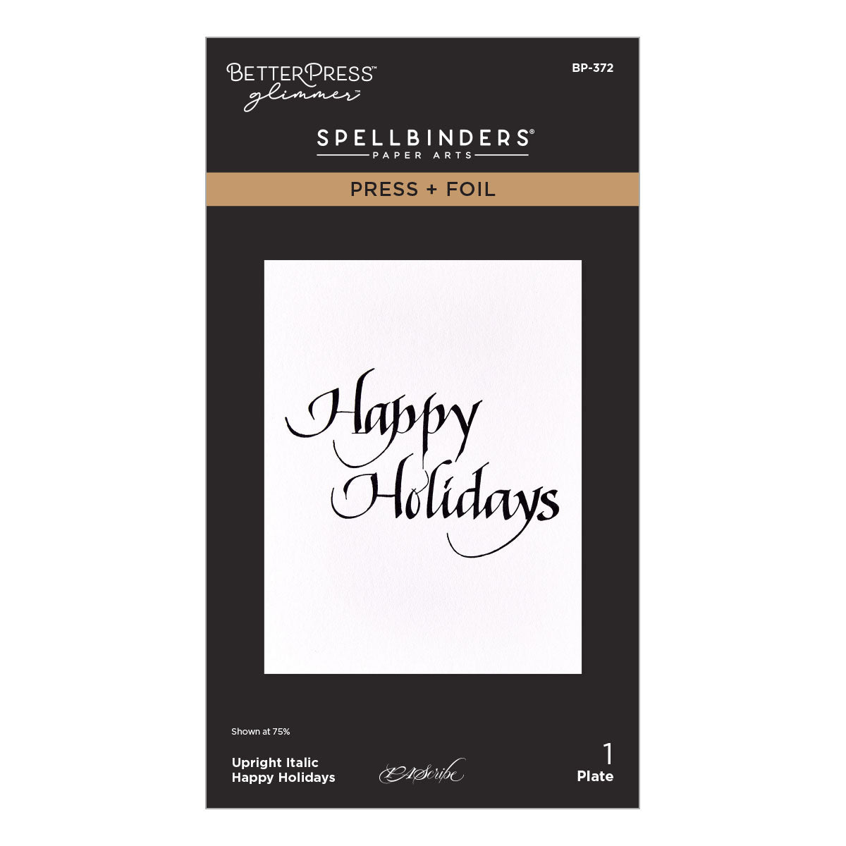 Spellbinders - Upright Italic Happy Holidays Press + Foil Plate by Paul Antonio
