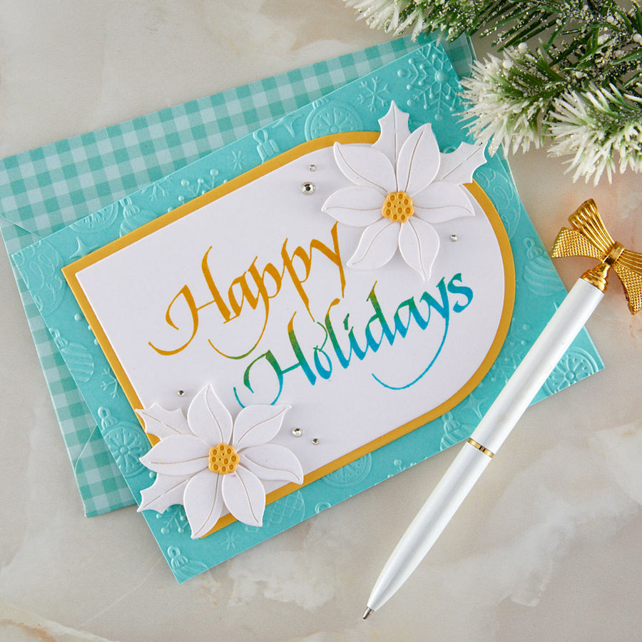 Spellbinders - Upright Italic Happy Holidays Press + Foil Plate by Paul Antonio