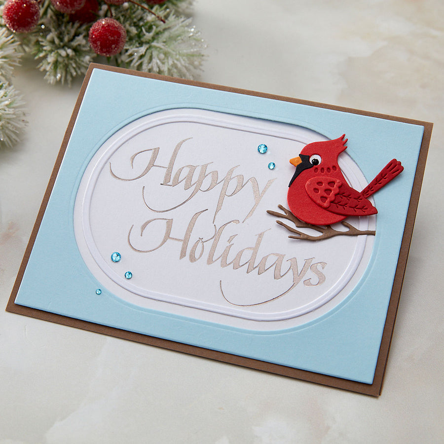Spellbinders - Upright Italic Happy Holidays Press + Foil Plate by Paul Antonio