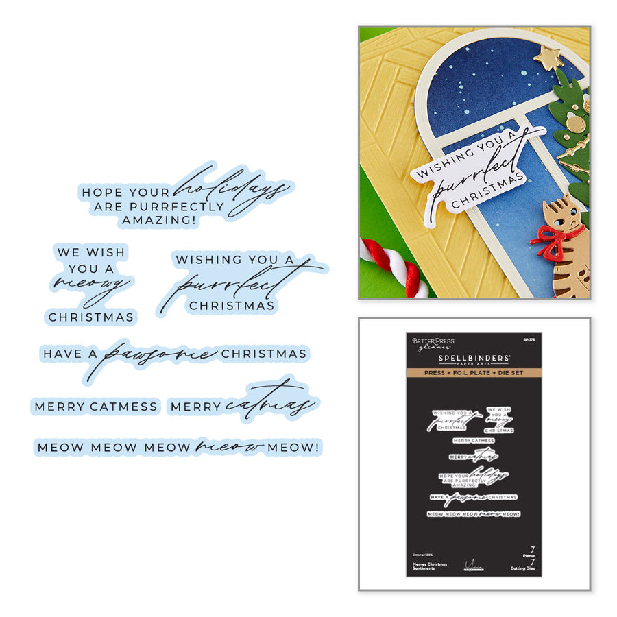 Spellbinders - Meowy Christmas Sentiments Press + Foil Plates & Die Set by Yana Smakula