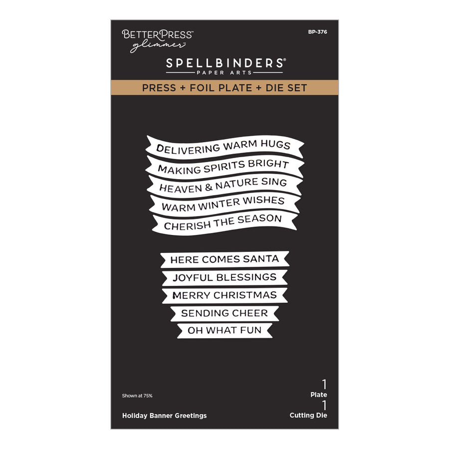 Spellbinders - Holiday Banner Greetings Press + Foil Plate & Die Set