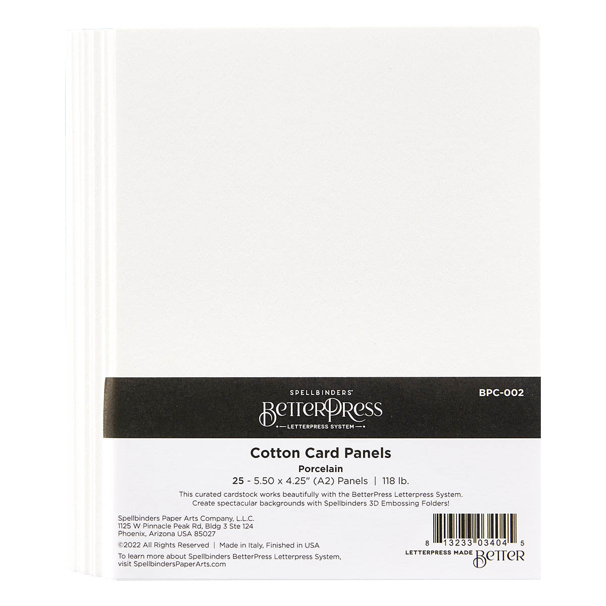 Spellbinders  Porcelain BetterPress A2 Cotton Card Panels  - 25 Pack