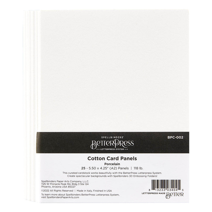Spellbinders  Porcelain BetterPress A2 Cotton Card Panels  - 25 Pack