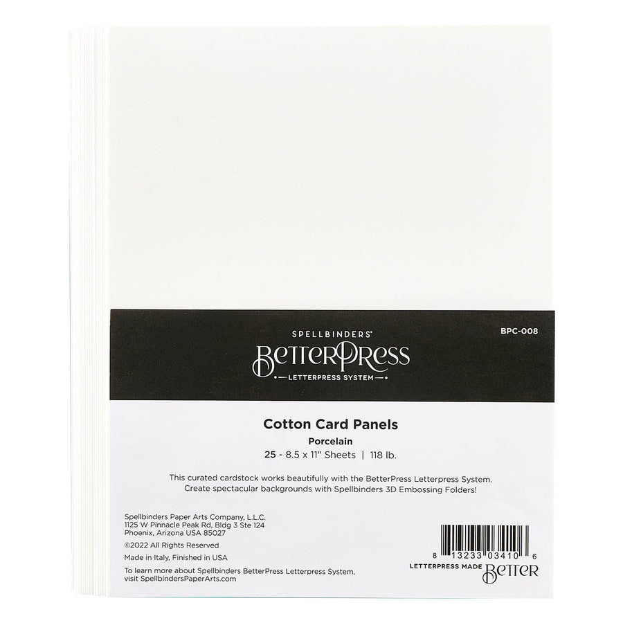 Spellbinders Porcelain BetterPress Cotton 8-1/2 x 11" Sheets - 25 Pack