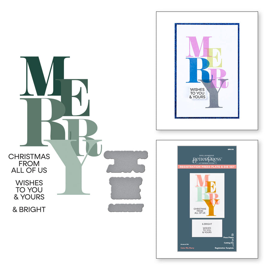 Spellbinders - Color Mix Merry Registration Press Plates from the Home for the Holidays Collection