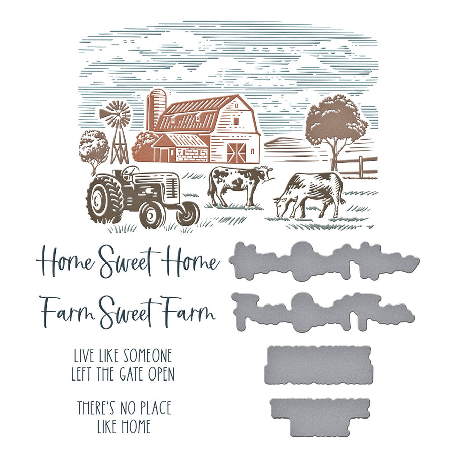 Spellbinders - Farm Sweet Farm Registration BetterPress Plate & Die Set from the Justine's Farm Collection by Justine Dvorak