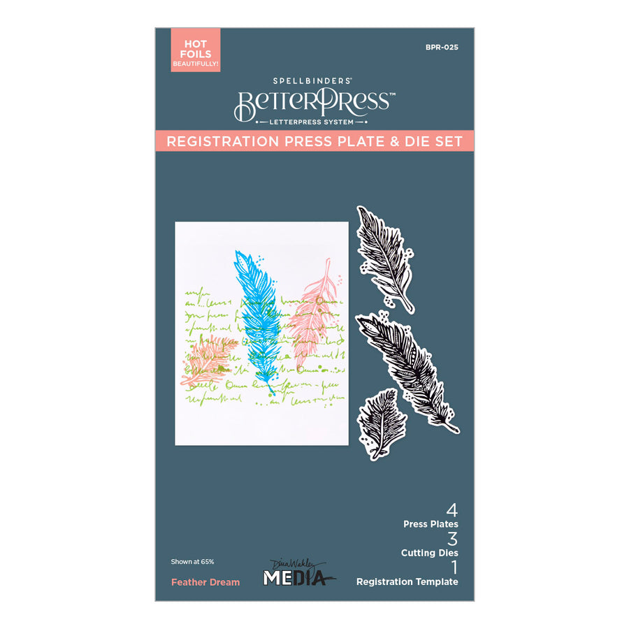 Spellbinders - Feather Dream BetterPress Plates & Die Set from the Collaged Birds Collection by Dina Wakley