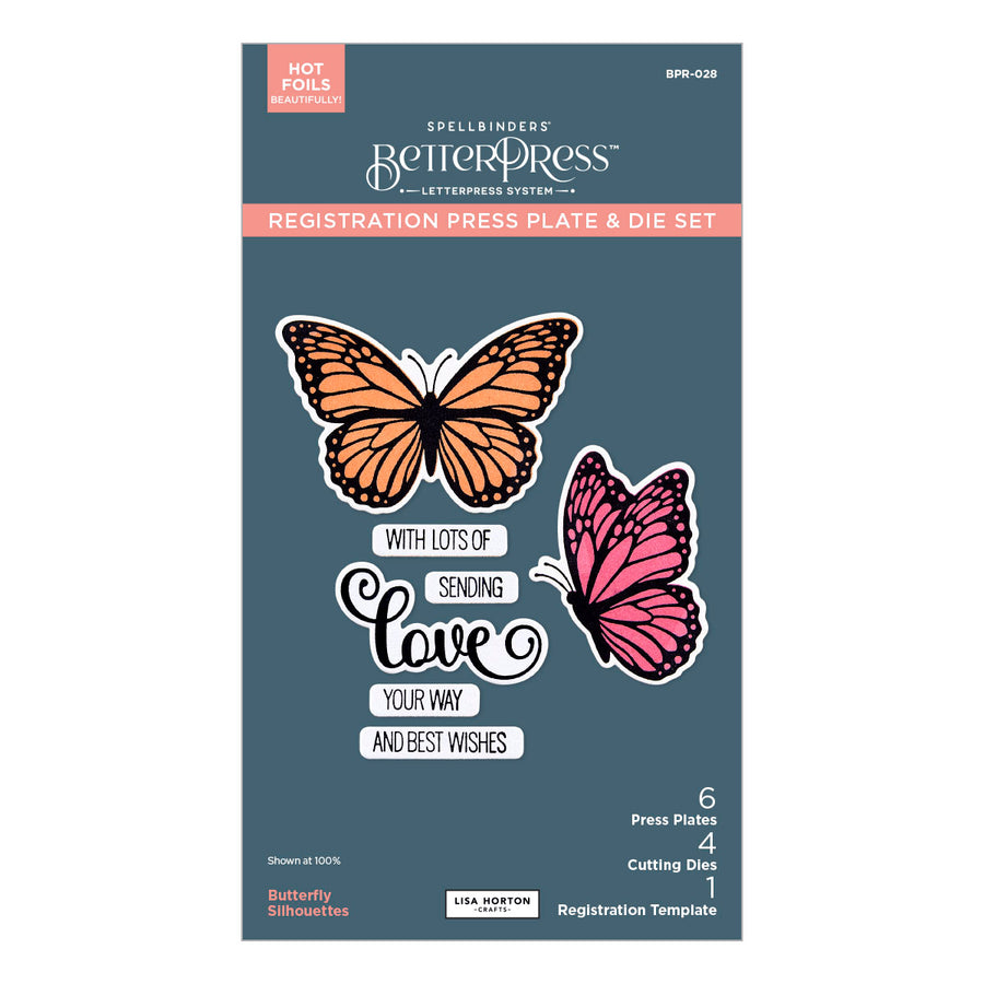 Spellbinders - Butterfly Silhouettes Registration Press Plate & Die Set from the Wildflowers Collection by Lisa Horton