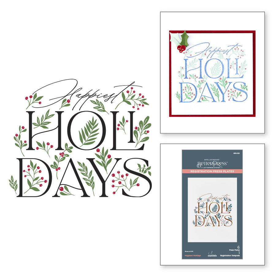 Spellbinders - Happiest  Holidays Registration Press Plate Set from the City Holiday Collection by Yana Smakula