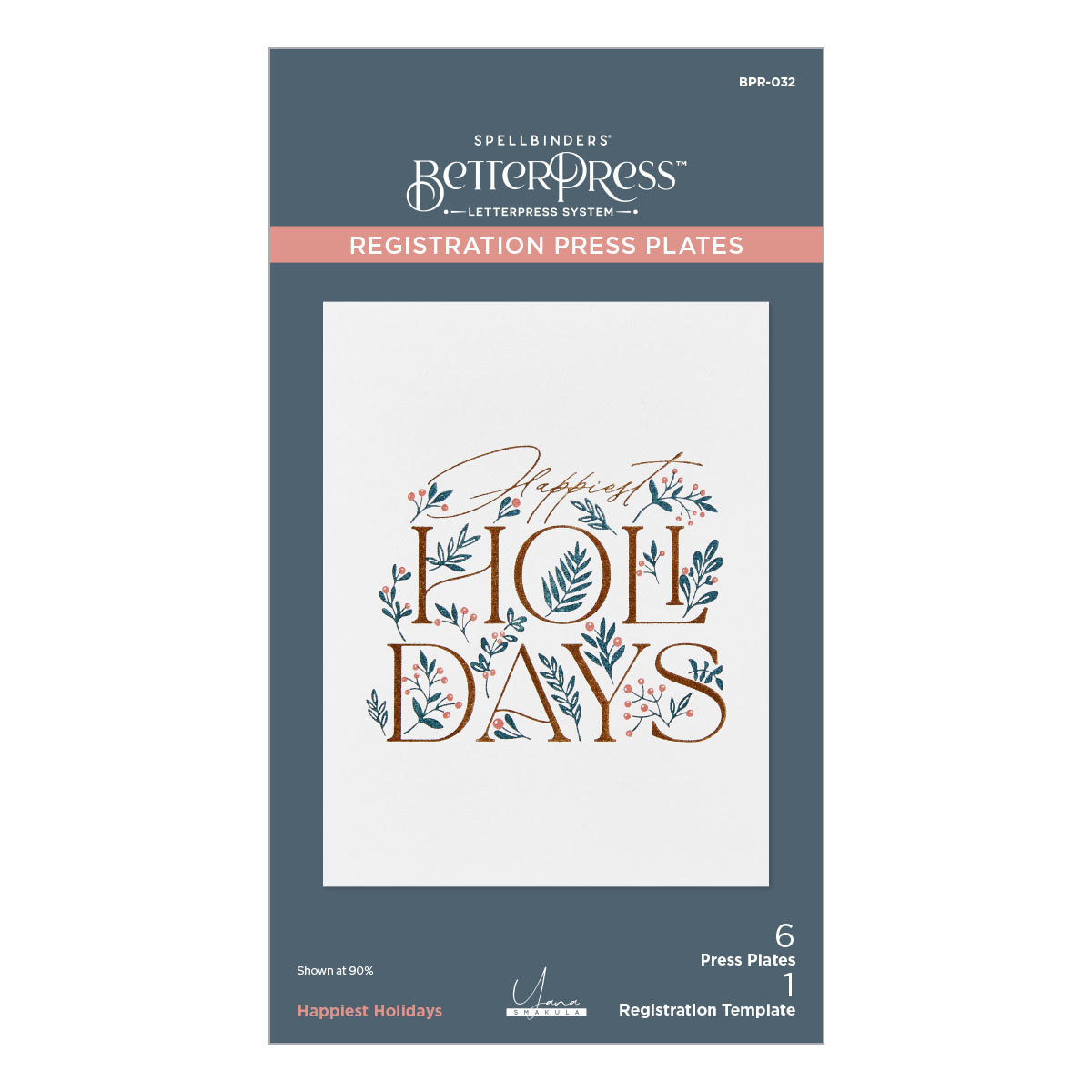 Spellbinders - Happiest  Holidays Registration Press Plate Set from the City Holiday Collection by Yana Smakula