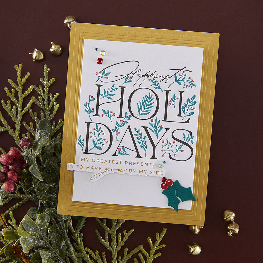 Spellbinders - Happiest  Holidays Registration Press Plate Set from the City Holiday Collection by Yana Smakula