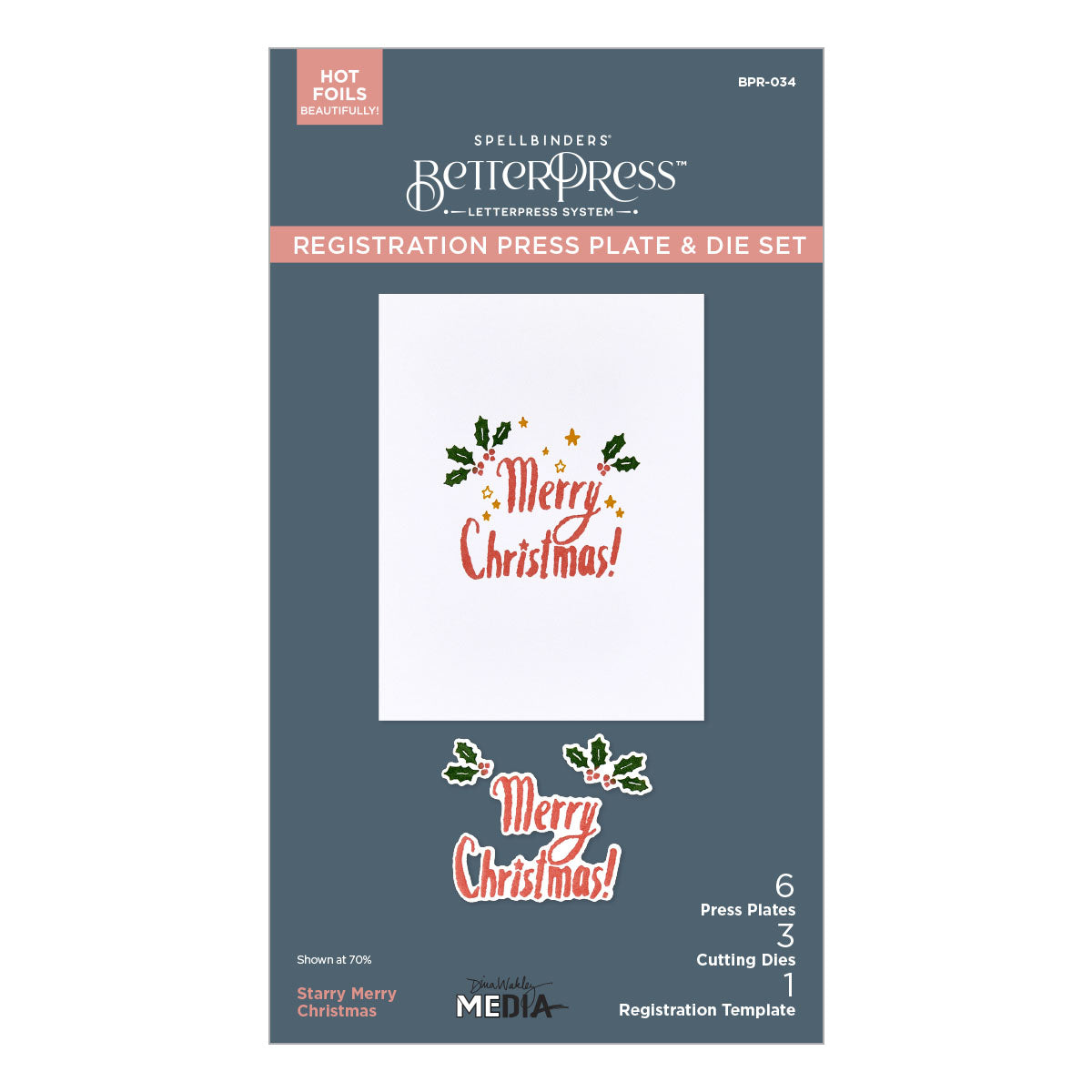 Spellbinders - Starry Merry Christmas Registration Press Plate & Die Set from the Starry Holiday Collection by Dina Wakley