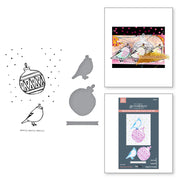 Spellbinders - Merry, Merry, Merry Bird Registration Press Plate & Die Set from the Starry Holiday Collection by Dina Wakley