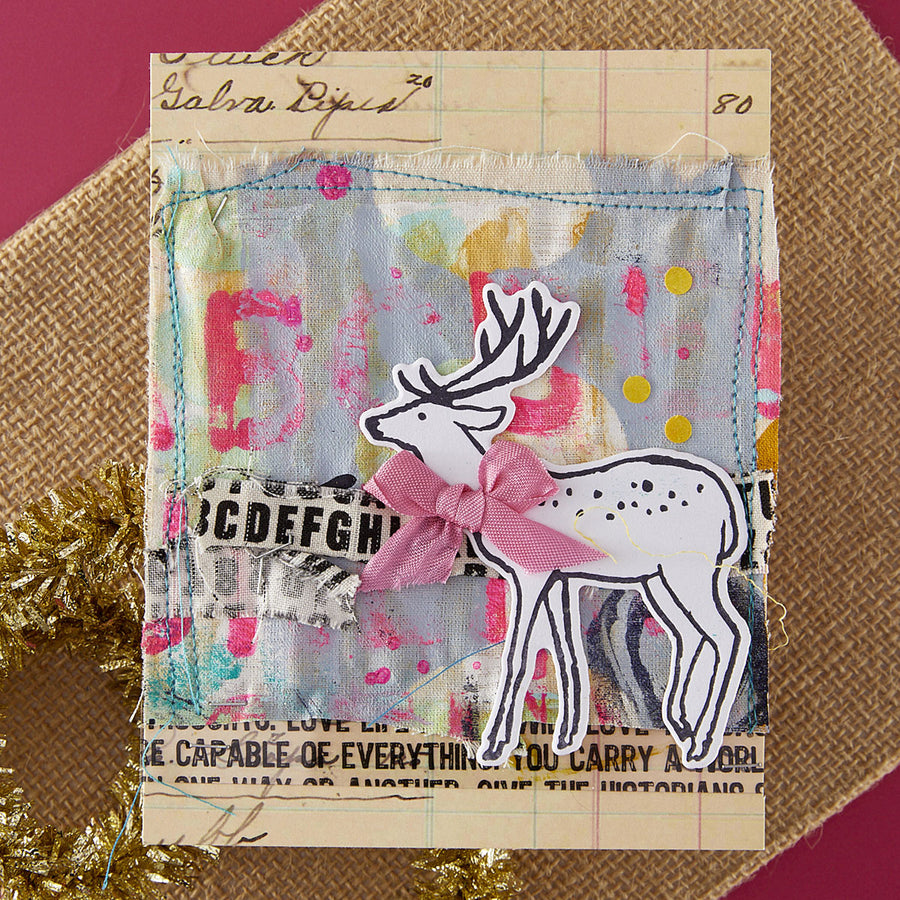 Spellbinders - Cheer and Good Tidings Deer Registration Press Plate & Die Set from the Starry Holiday Collection by Dina Wakley
