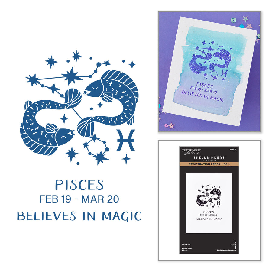 Spellbinders - Block Print Pisces Registration Press + Foil Plate