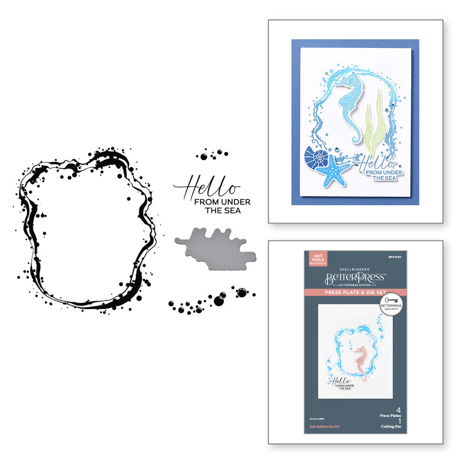 Spellbinders Sea Bubble Border Press Plate & Die Set - BetterPress Society June 2025 Add-on