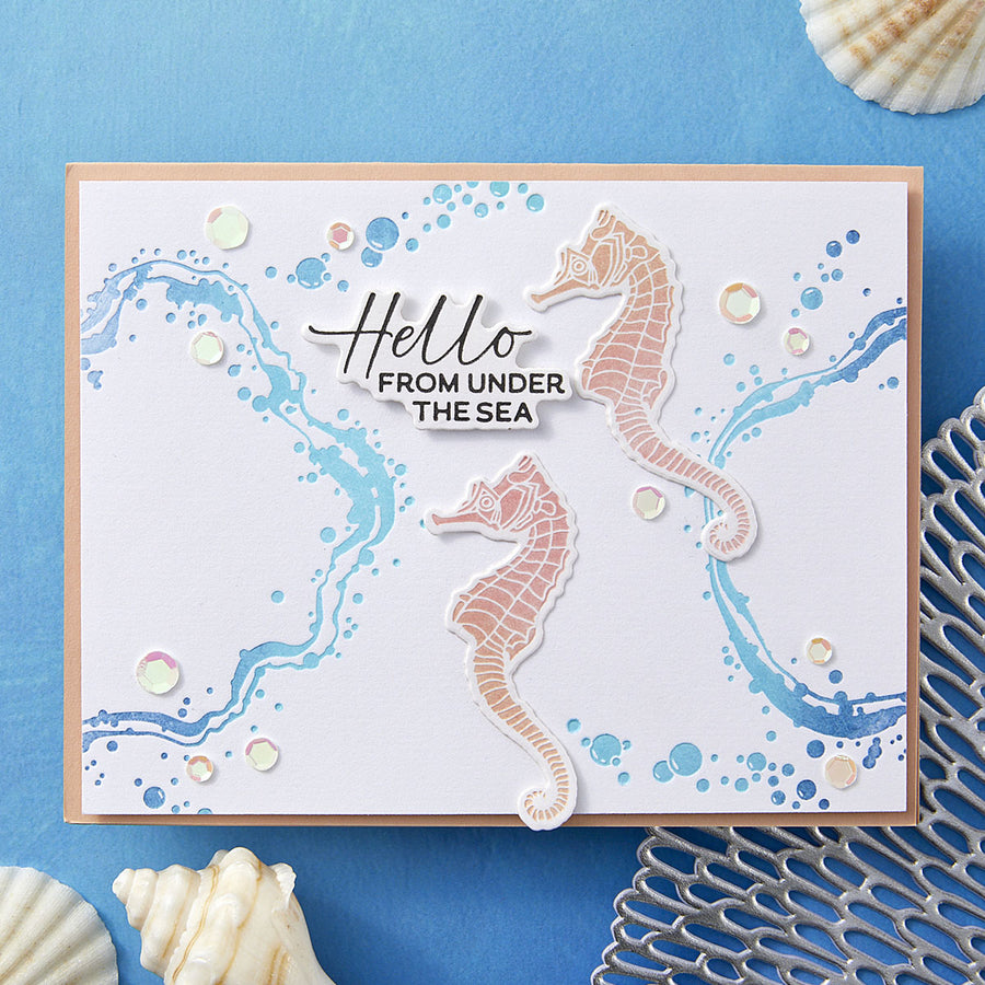 Spellbinders - BetterPress Society June 2025 (Sea Friends Press Plate & Dies Set & Add-on Sea Bubble Border Press Plate & Dies Set Bundle)