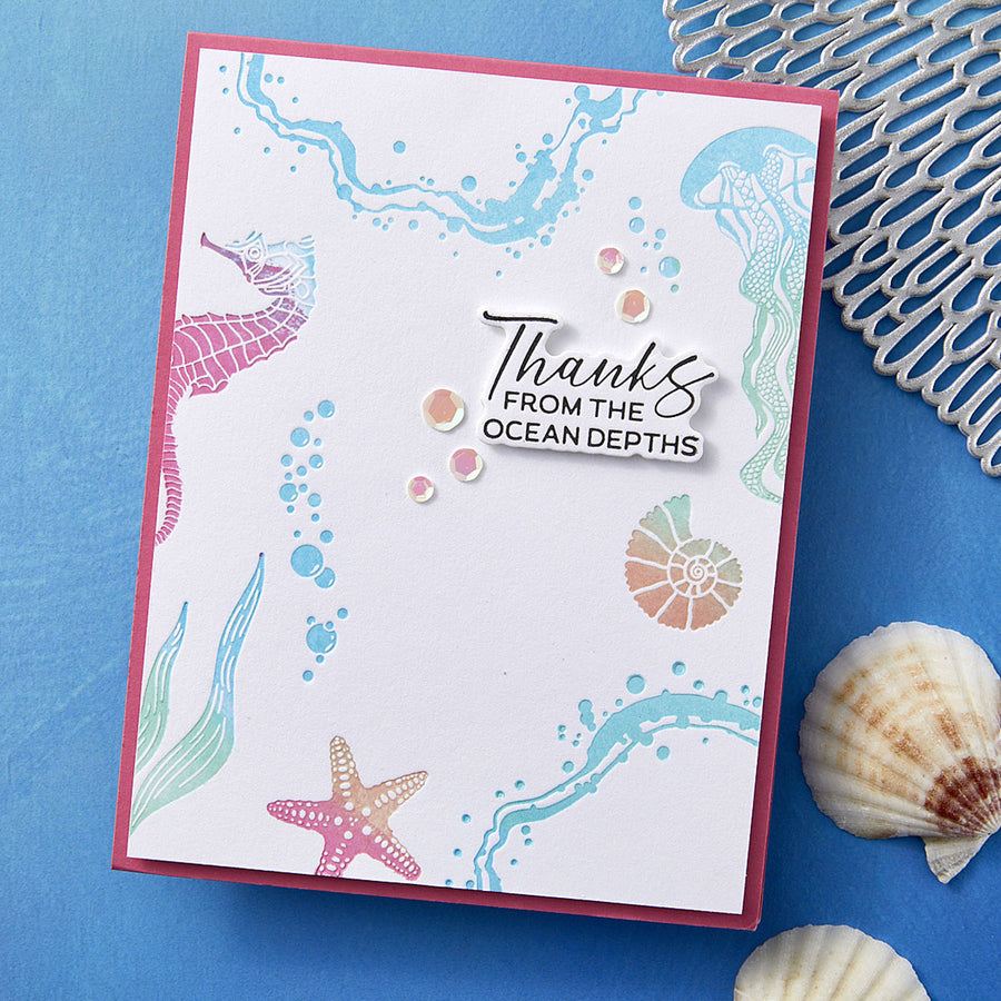 Spellbinders - BetterPress Society June 2025 (Sea Friends Press Plate & Dies Set & Add-on Sea Bubble Border Press Plate & Dies Set Bundle)